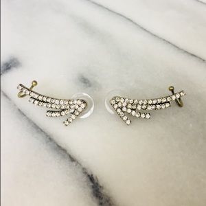 BaubleBar Crawler Earrings CRYSTAL & ANTIQUE GOLD